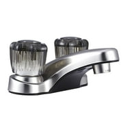 Dura Faucet Lavatory Faucet with Smoked Acrylic Knobs for RV Bathrooms - Brushed Satin Nickel