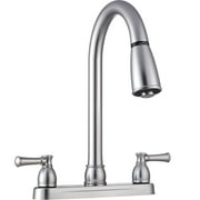 Dura Faucet Non-Metallic Dual Lever Pull-Down RV Kitchen Faucet - Brushed Satin Nickel