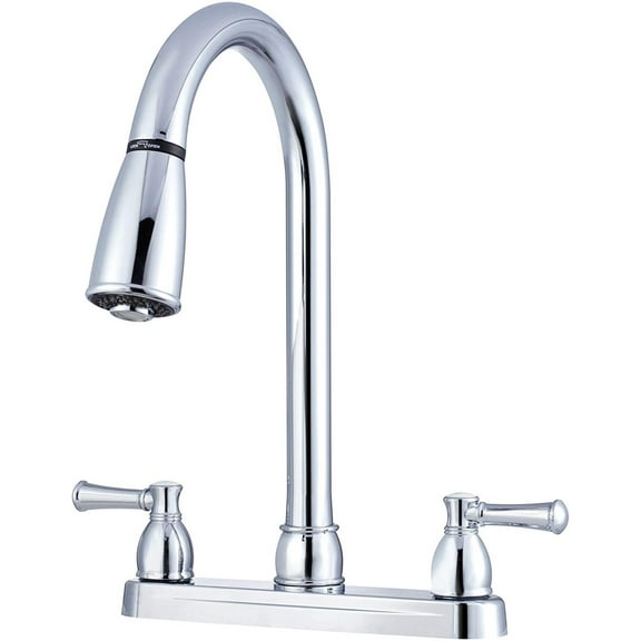 Dura Faucet Non-Metallic Dual Lever Pull-Down RV Kitchen Faucet - Chrome Polished