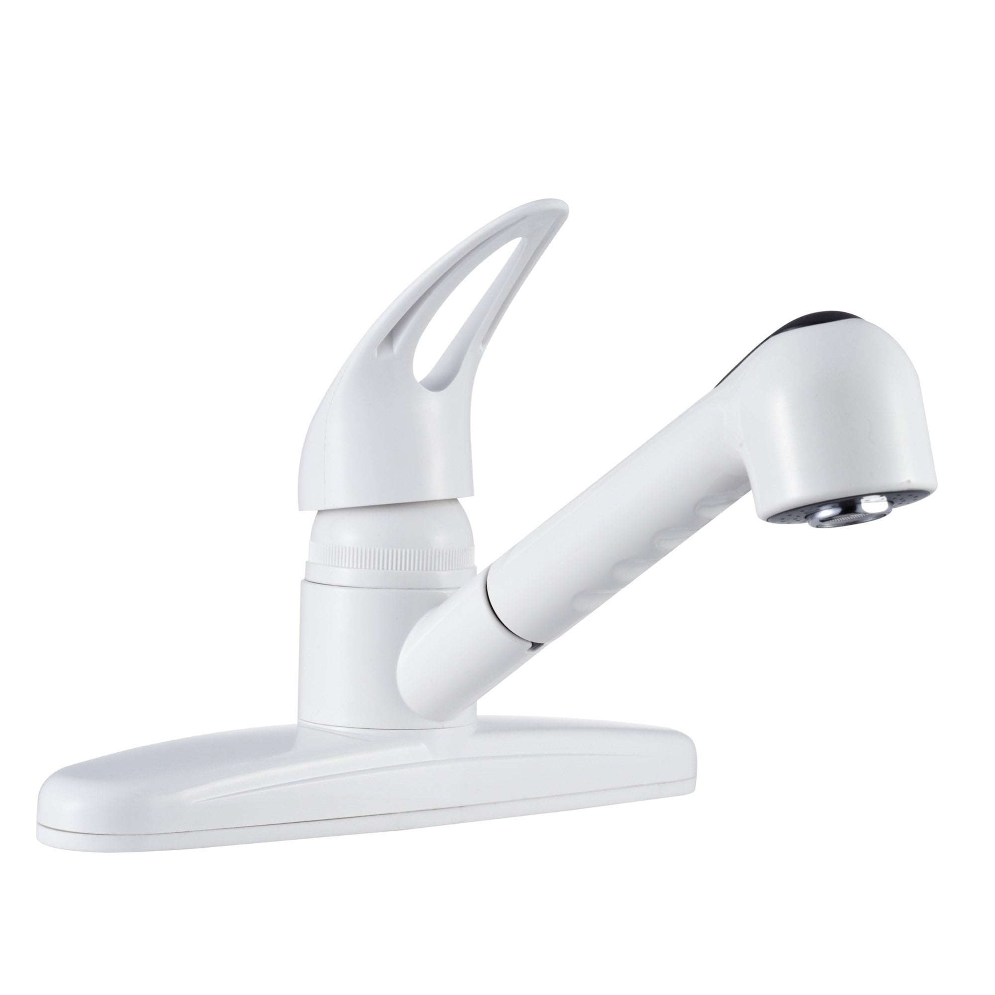 Dura Faucet DF-PK100-WT Non-Metallic Pull-Out RV Kitchen Sink Faucet - Single Handle (White)