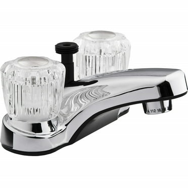 Dura Faucet RV Bar Faucet With Crystal Knobs - 6" Spout, Chrome, 2-Hole Mount