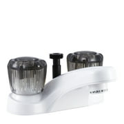 Dura Faucet DF-PL720S-WT RV Bathroom Faucet with Smoked Acrylic Knobs and Shower Hose Diverter White