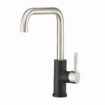 Dura Faucet RV Streamline Squared-Arc Single Handle Kitchen Sink Faucet - Optional Deck Plate (Matte Black / Brushed Satin Nickel)