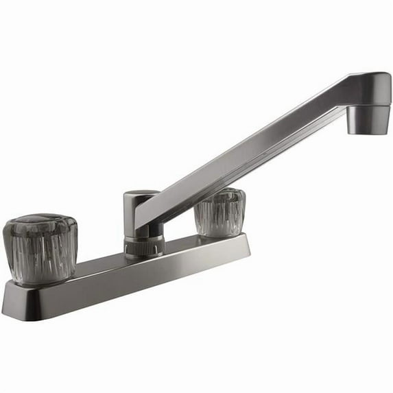 Dura Faucet DFTDF-PK600S-SN Two Handle RV Kitchen Faucet with Smoked Acrylic Knobs, Brushed Satin Nickel