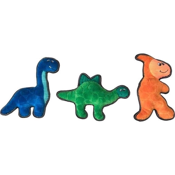 Dura-Fuse Dinosaur Dog Toy - Green - 11 in. - Durable and Squeaky