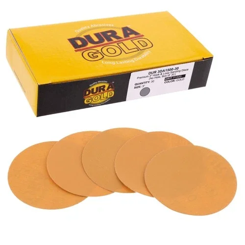 Dura-Gold 1500 Grit 3" Green Film Hook & Loop Sanding Discs For Da Sanders 30Pc