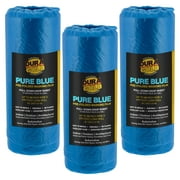 Dura-Gold 24" Wide x 177' Long Roll of Pure Blue Pre-Folded Making Film, 3 Pack - Overspray Paintable Plastic Protective Sheeting, Pull Down Drop Sheet, Auto Painting, Cover Cloth Home Walls Furniture