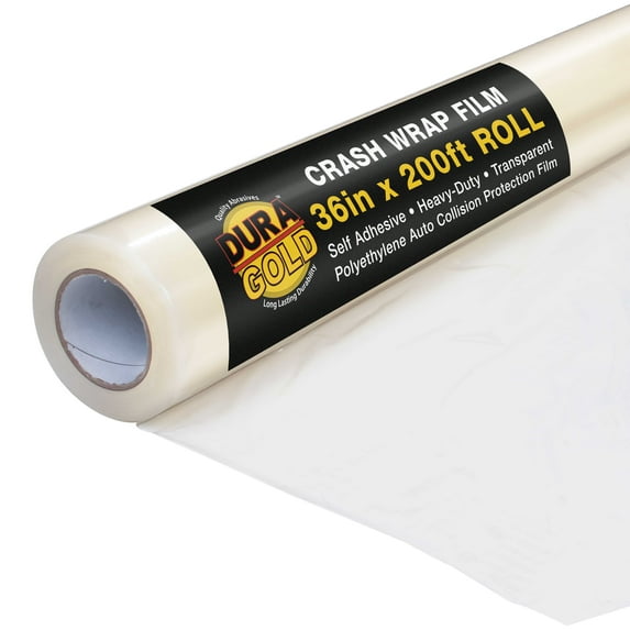 Dura-Gold Crash Wrap Film, 36-inch x 200' Roll - Strong Clear Auto Collision Wrap, Weather, Rain, Dust Protection for Damaged Vehicles, Broken Car Windows Windshields - Attaches Securely, Easy Removal