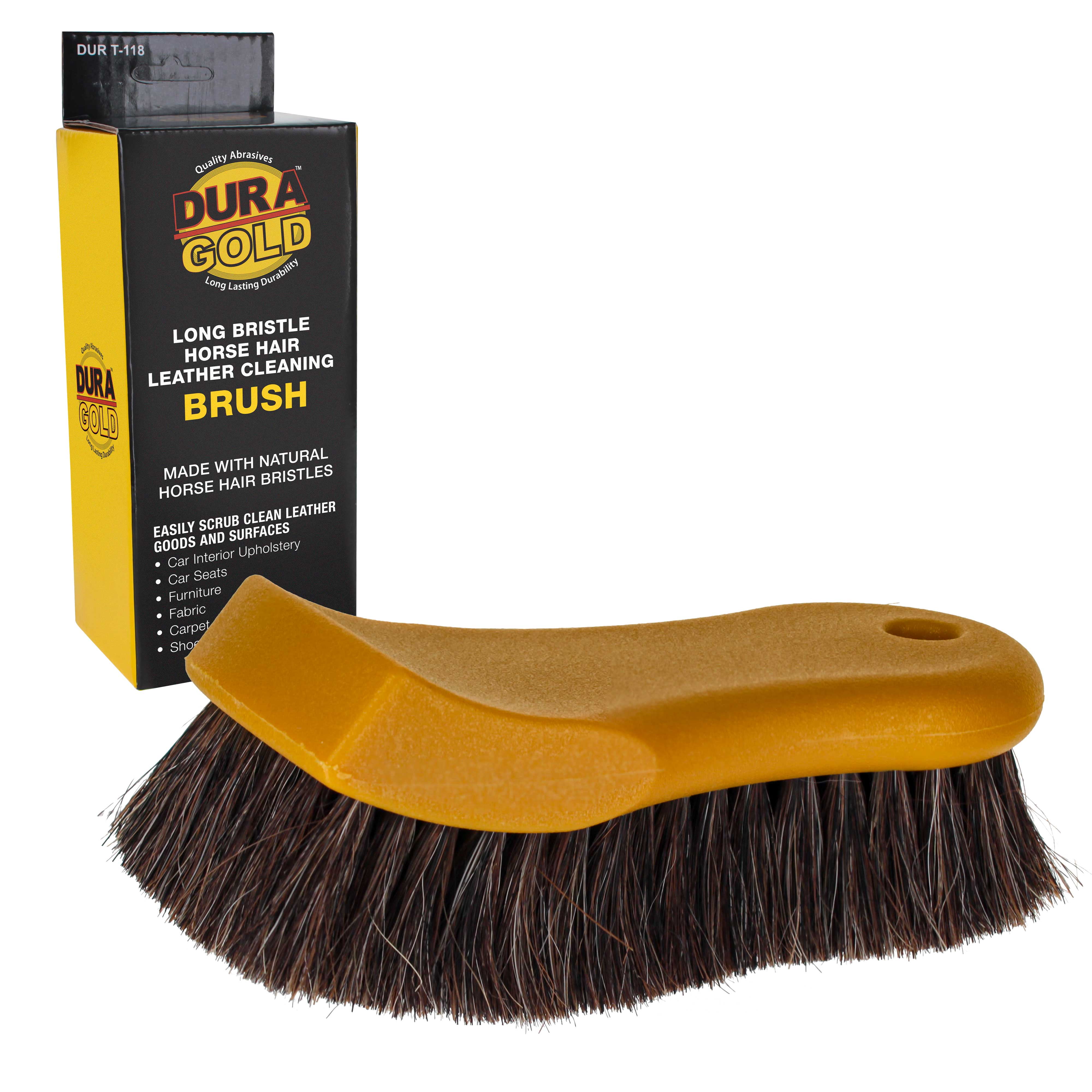 Dura Gold Long Bristle Horse Hair Leather Cleaning Brush Scrub Clean Car Interior Upholstery Seats Furniture Fabric Carpet Shoes Boots Sneakers