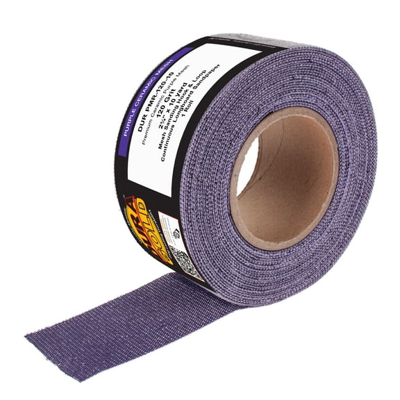 Dura-Gold 120 Grit Purple Ceramic Mesh Longboard Sandpaper, 2-3/4" Wide Continuous 10 Yard Roll - Dustless Hook & Loop Backing for Auto & Woodworking Air File Long Board Sanders, Sanding Block