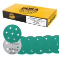DuraGold Premium 180 Grit 3.5" (90mm) Green Film Sanding Discs, 7Hole