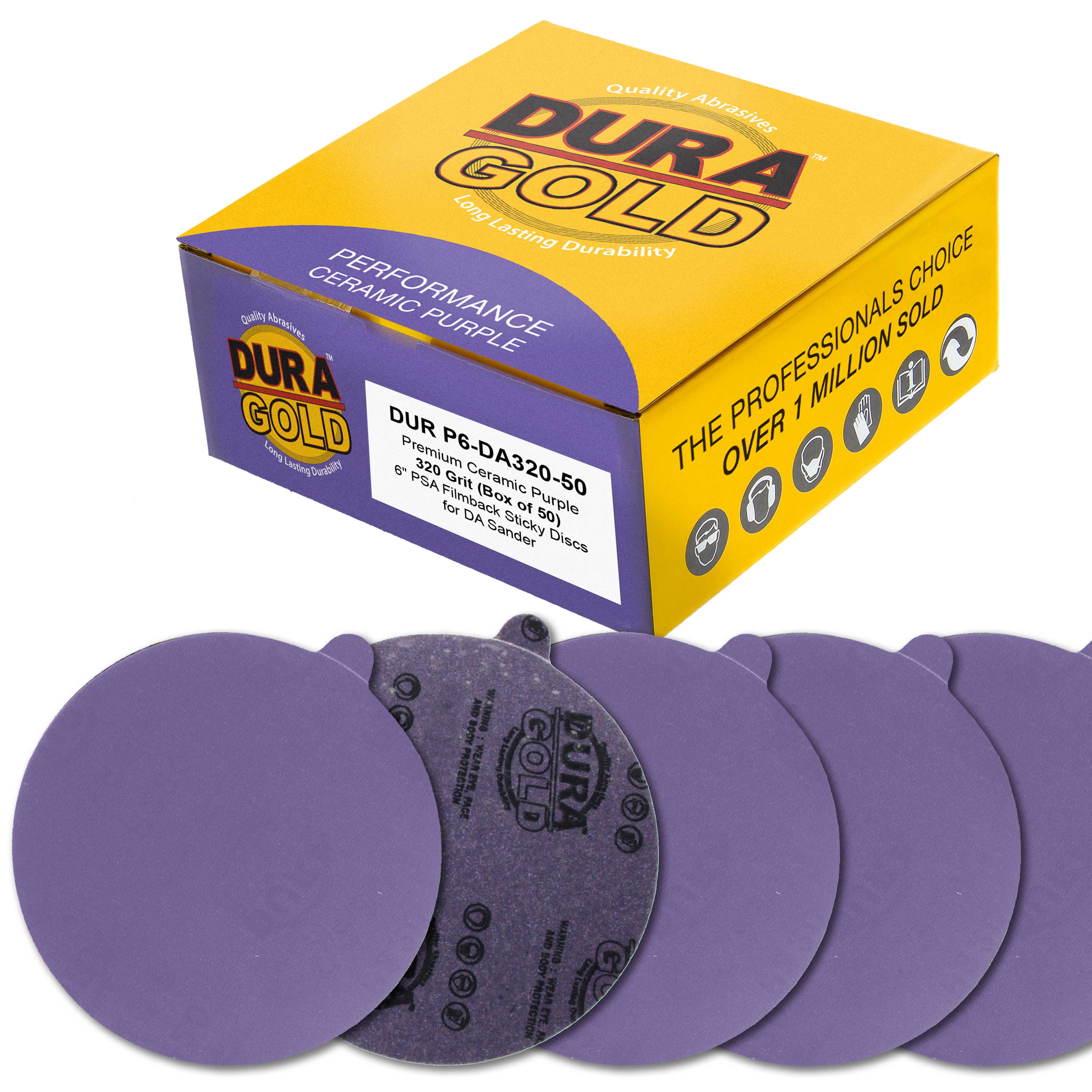 6 Inch Ceramic Hook And Loop Sanding Discs - 320 Grit, 50 Pack For Orbital Sanders