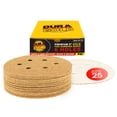 thumbnail image 1 of Dura-Gold Premium 40 Grit 6" Gold Sandpaper Discs, 6 Hole Pattern Dustless, Box of 25 - Hook & Loop Backing for DA Sander, Finishing Coarse Sanding Abrasive Auto Paint, Woodworking Wood, Metal, 1 of 6