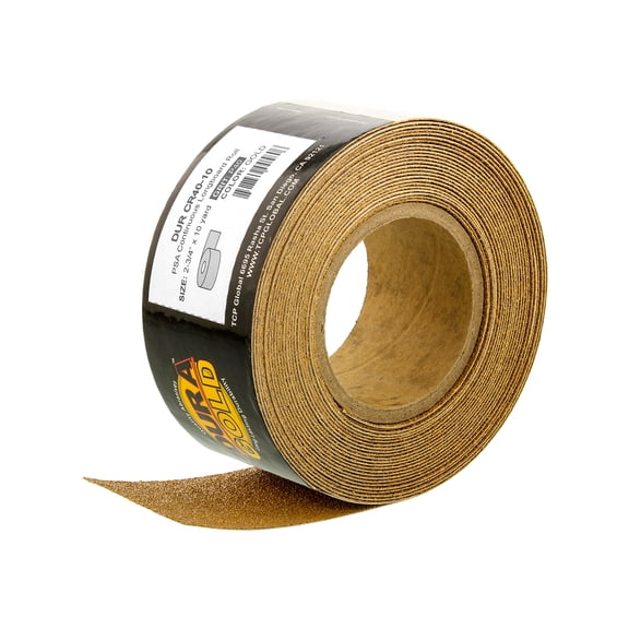 Dura-Gold Premium 40 Grit Gold PSA Longboard Sandpaper 10 Yard Long Continuous Roll, 2-3/4" Wide - Self Adhesive Stickyback Sandpaper for Auto, Woodworking, Air File Sanders, Hand Sanding Blocks