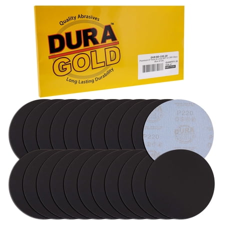 Dura-Gold Premium 6" Wet or Dry Sanding Discs - 220 Grit (Box of 20) - High-Performance Sandpaper Discs with Hook & Loop Backing, Fast Cutting Silicon Carbide - Color Sanding Sander, Car Polishing
