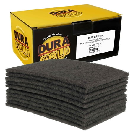 Dura-Gold Premium 6" x 9" Gray Ultra Fine General Purpose Scuff Pads, Box of 10 - Final Scuffing, Scouring, Sanding, Cleaning, Paint Color Blend Prep, Surface Adhesion Preparation, Auto Autobody