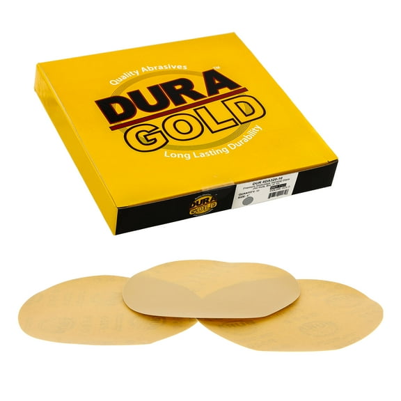 Dura-Gold Premium 8" Gold PSA Sanding Discs - 320 Grit (Box of 10) - Self Adhesive Stickyback Sandpaper for DA Sander, Finishing Fine Cut Abrasive - Sand Auto Car Paint, Woodworking Wood, Metal