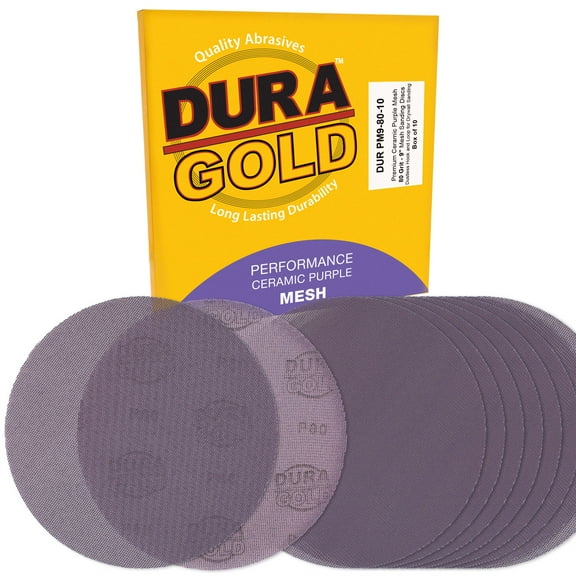 Dura-Gold Premium 80 Grit 9" Purple Ceramic Mesh Sanding Discs, Box of 30 - Dustless Hook & Loop Backing Sandpaper for Drywall Power Sander - Long-Lasting Fast Cut Abrasive, Anti-Clog Sanding Screen