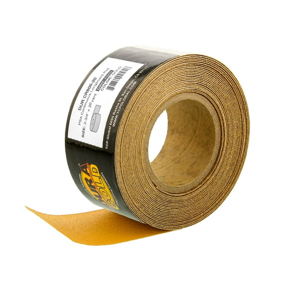 Dura-Gold Premium 800 Grit Gold PSA Longboard Sandpaper 20 Yard Long Continuous Roll, 2-3/4" Wide - Self Adhesive Stickyback Sandpaper for Auto, Woodworking Air File Sanders, Hand Sanding Blocks