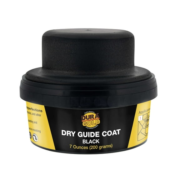 Dura-Gold Premium Black Dry Guide Coat Kit, 7 Ounces (200 Grams) - Powder that Instantly Highlights Auto Bodyshop Repair Surface Imperfections, Identify Body Filler Pinholes, Sanding Scratches