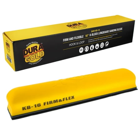 Dura-Gold Pro Series 16" K-Block Sander Firm & Flex Longboard Hand Sanding Block Pad with Hook & Loop Backing and PSA Sandpaper Conversion Adapter Pad - Auto Paint Prep Sand Contour Woodworking
