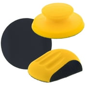 Dura-Gold Pro Series 5" Round & Mouse-Shaped Hand Sanding Block Pads for Hook & Loop and PSA 5" DA Sanding Discs - 2-Way Adapter Pad to Use PSA Sandpaper - Auto Sand Polish Woodworking Furniture