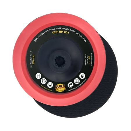 Dura-Gold Pro Series 6" Super Soft Flexible Edge Polishing Buffing Hook and Loop Backing Pad, 5/8" - 11 Threads - Rotary Polisher Buffer Backup Pad, Attach Foam Wool Buff Pads Auto Car Detailing