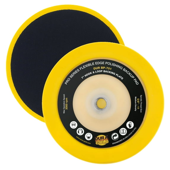 Dura-Gold Pro Series 7" Flexible Edge Polishing Buffing Hook and Loop Backing Pad, 5/8" - 11 Threads - Universal Rotary Polisher Buffer Backup Pad - Attach Foam Wool Buff Pads Auto Car Detailing