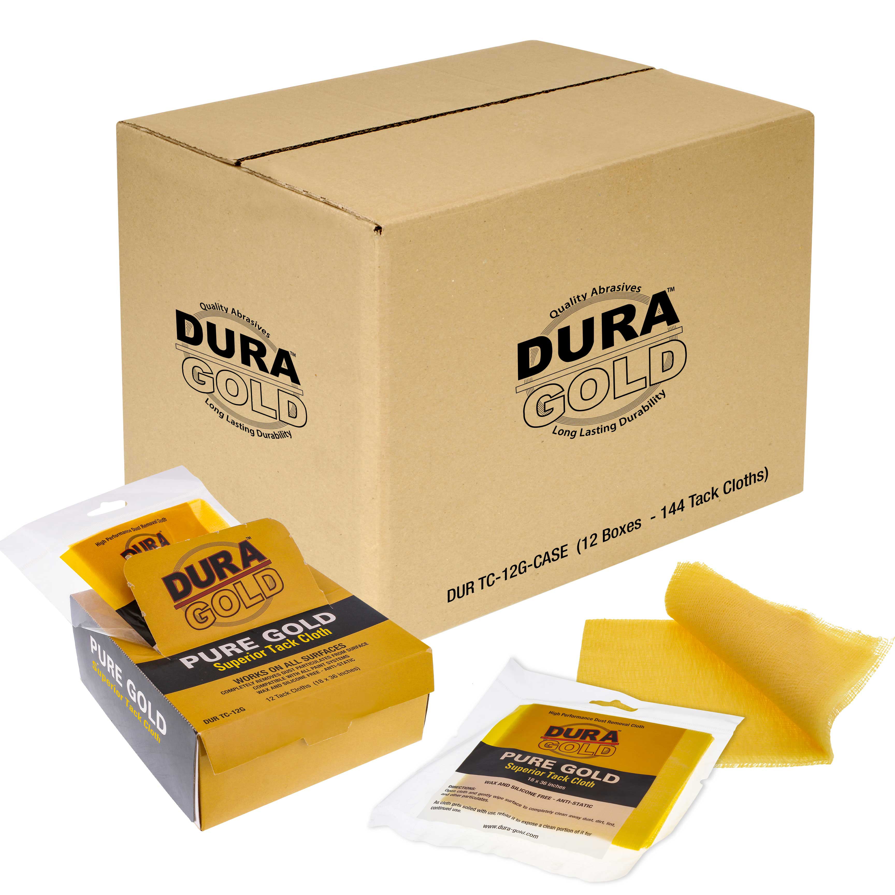 Dura-Gold Pure Gold Superior Tack Cloths - Wax & Silicone Free, Anti Static  - Case of 144 