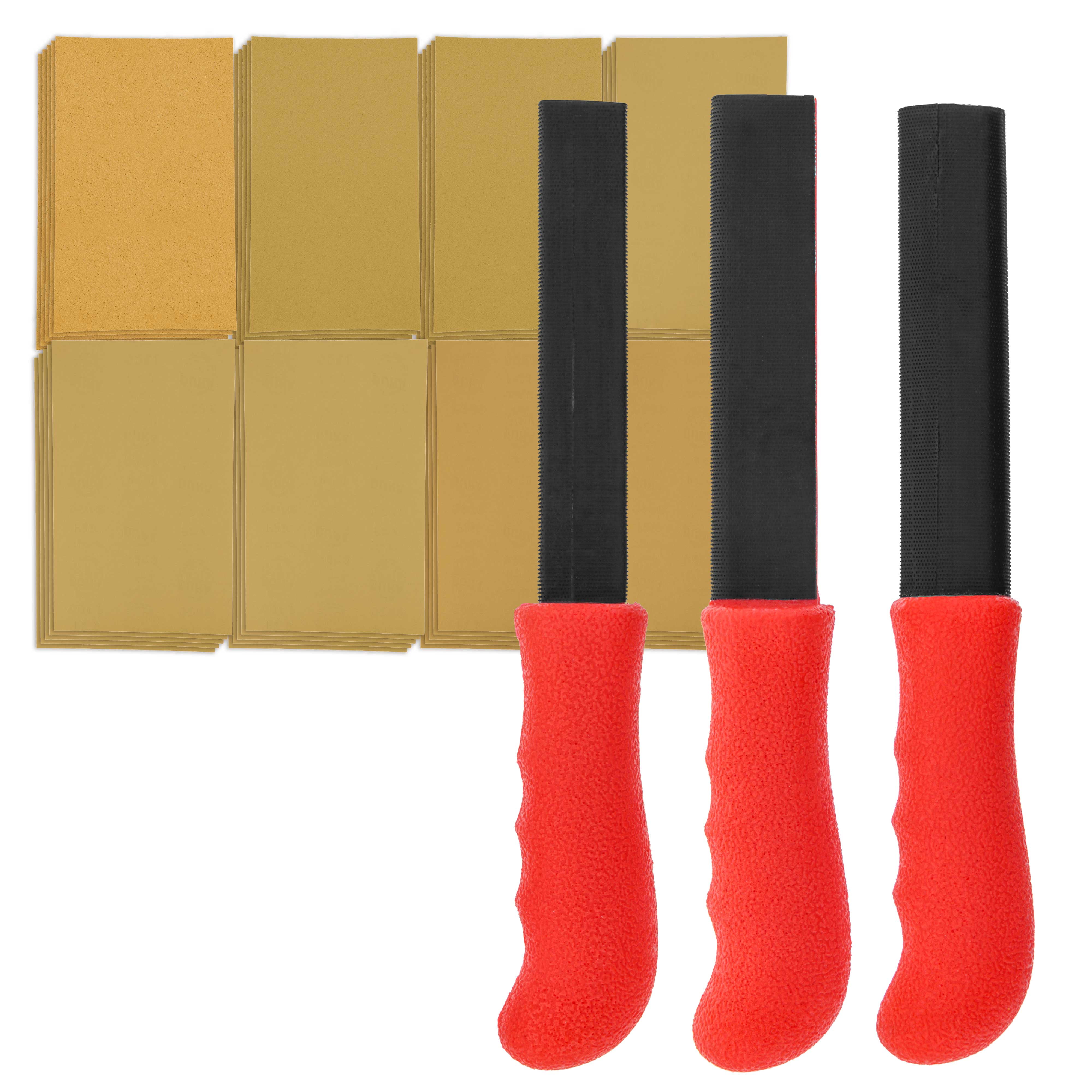 DuraGold Set of 3 Contour Hand Sanding File Block Sticks with 40 Sheet