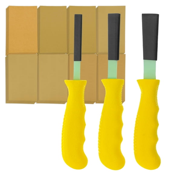 Dura-Gold Set of 3 Different Contour Hand Sanding File Block Sticks with 40 Sheet Hook & Loop Sandpaper Kit - Flat Convex Radius Profile Shapes - Sand Wood Woodworking Furniture, Auto Paint, Guitar