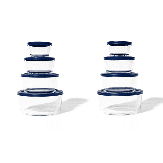 Nesting Kitchen Items Dura Living Glass Food Kitchen Storage Containers - 16 Piece Round ...