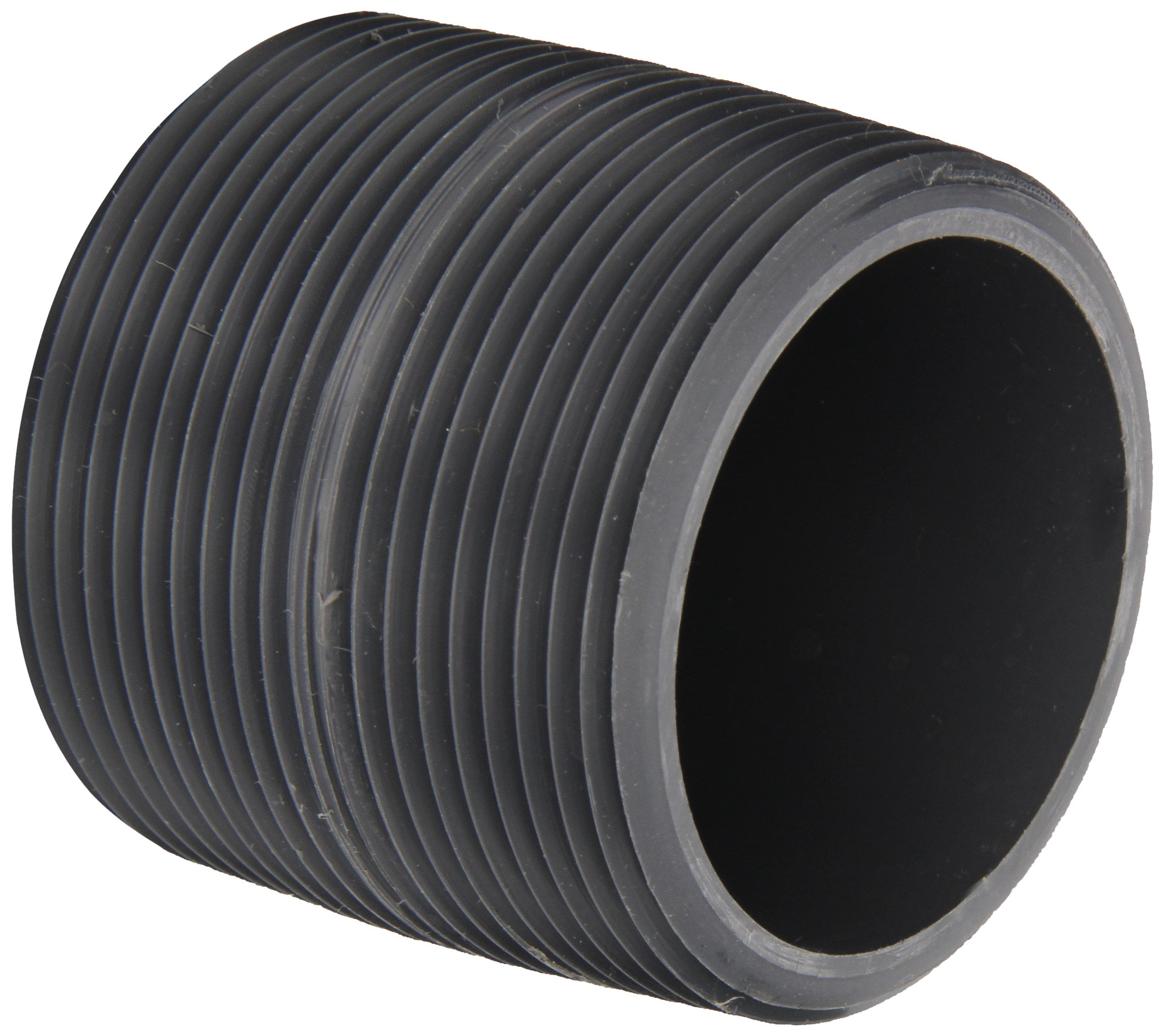 Dura PVC Pipe Fitting, Nipple, Schedule 80, Gray, 11/4" NPT Male, 2" Length (10 Pack