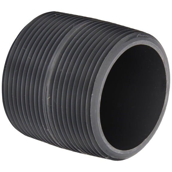 Dura PVC Pipe Fitting, Nipple, Schedule 80, Gray, 2" NPT Male, 3" Length