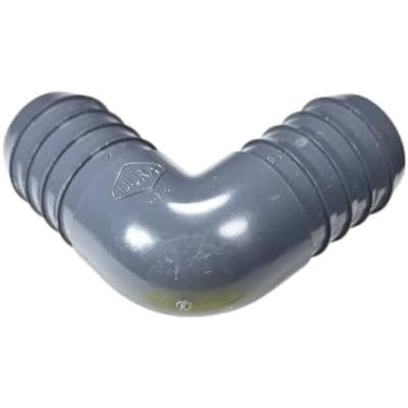 5 pack Dura Plastics Barbed Elbow Schedule 40 PVC Fitting 90 degree Hose Connector for Irrigation Tubing Secure with Hose Clamps - 1406-005 (2")