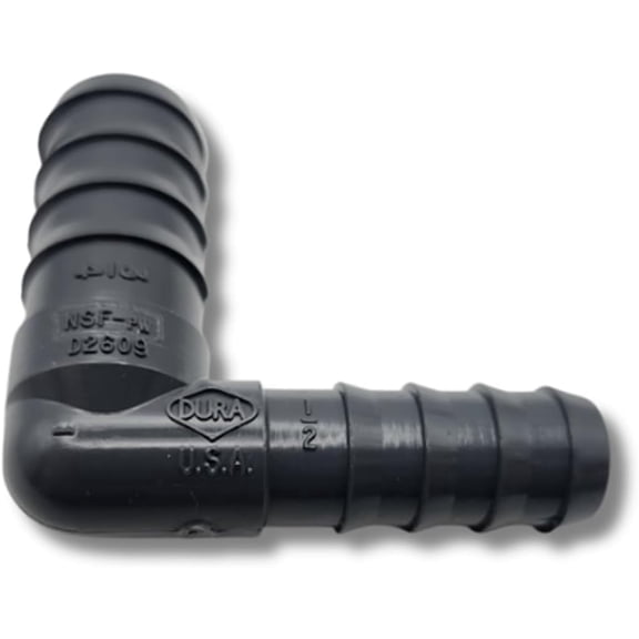 (10 pack) Dura Plastics Barbed Reducing Elbow  Schedule 40 PVC 3/4" x 1/2"  Schedule 40 PVC Hose Fitting Connector for Irrigation  USA Made Irrigation Fitting (1406-101)