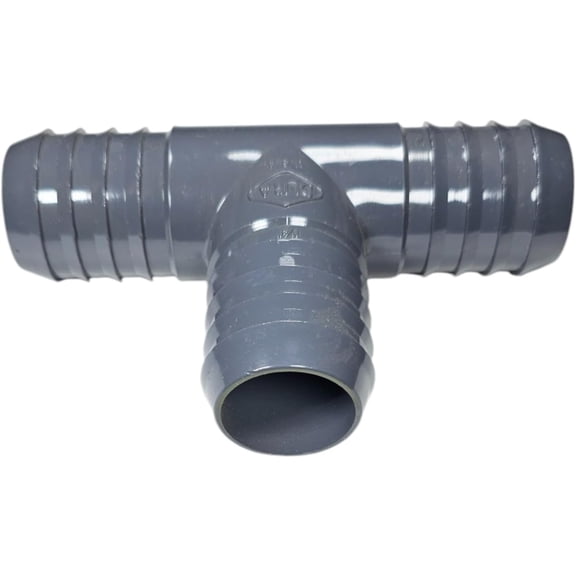 Dura Plastics Barbed Tee PVC 3-Way Hose Connector Multiple Sizes (1/2, 3/4, 1, 1-1/4, 1-1/2, 2) Secure with Hose Clamps USA-Made Irrigation Fitting (1 1/4", 10 pack)