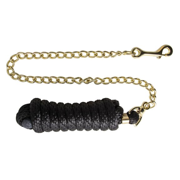 Schneiders Nylon Lead Rope with Brass Plated Chain | Rot-Resistant | 8 Feet | Black