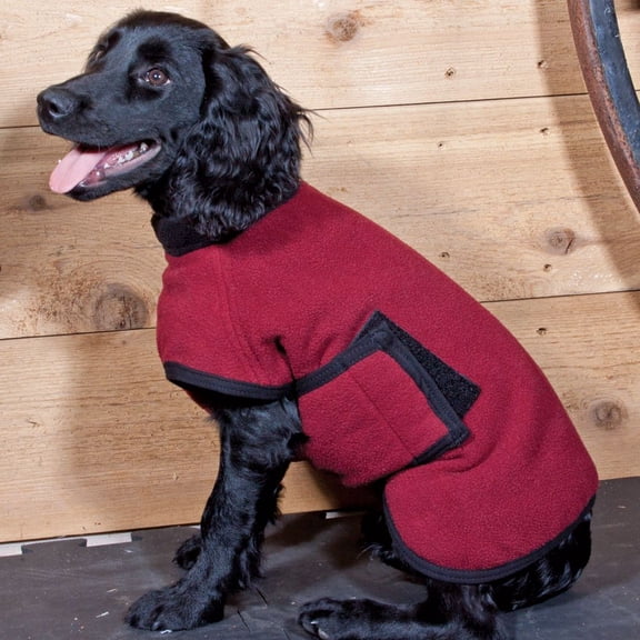 Dura-Tech Fleece Dog Coat | Bellyband Closure | Color Burgundy | Size Large