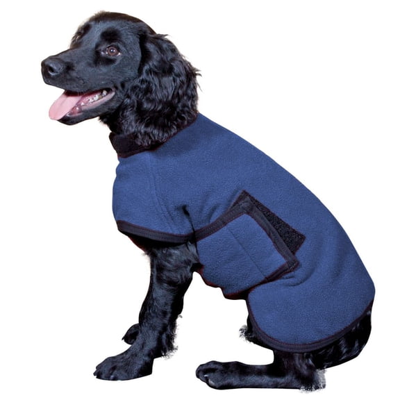 Dura-Tech Fleece Dog Coat | Bellyband Closure | Color Navy | Size Small