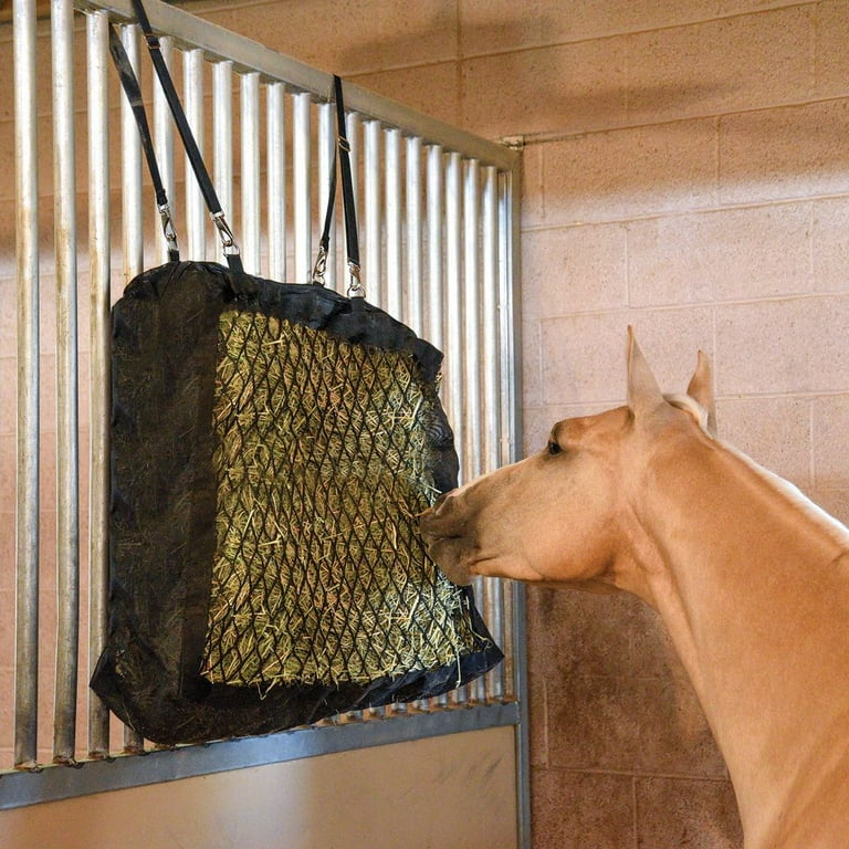 Dura Tech Large Net Hay Bag for Horses Breathable Mesh Design Color Black