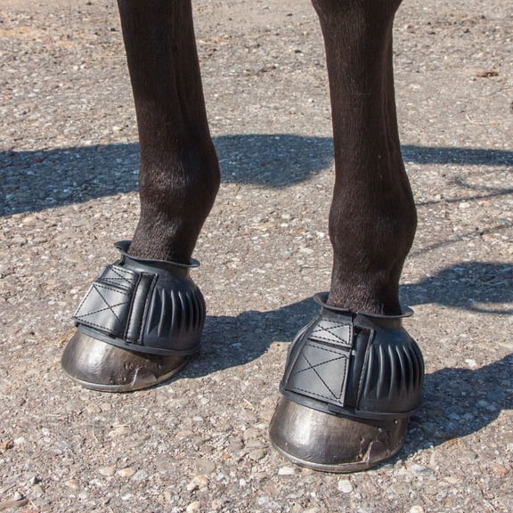 Dura-Tech Ribbed Rubber Double Lock Bell Horse Boots | Color Black | Size Medium
