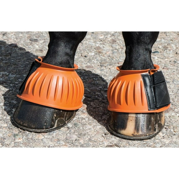 Dura-Tech Ribbed Rubber Double Lock Bell Horse Boots | Color Orange | Size Medium