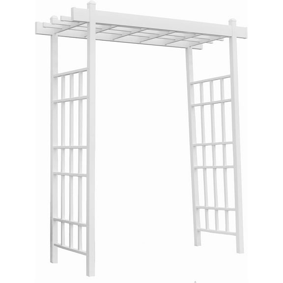 Dura-Trel Bakersfield 28 by 72 by 82 Inch Heavy Duty Weather Stabilized PVC Vinyl Outdoor Garden Arbor with Ground Anchors, White