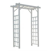 Dura-Trel Elmwood Arbor 57" x 84" PVC Outdoor Garden Arch Lattice Trellis