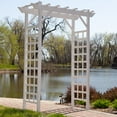 thumbnail image 1 of Dura-Trel Providence Arbor Vinyl Garden Archway, Arch Decor for Plants, White, 64\" x 85\, 1 of 7