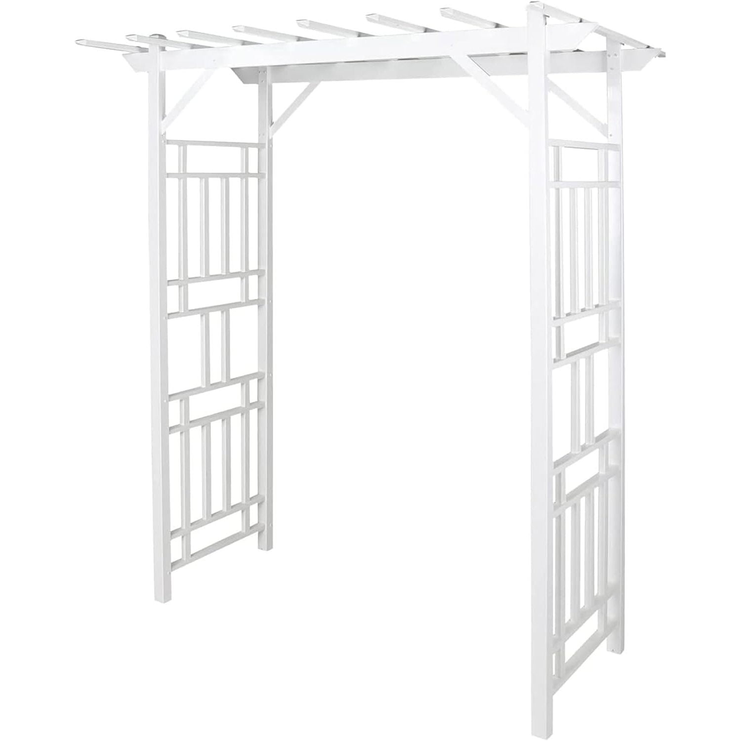 Dura-Trel Wellington Arbor, 72 by 85 Inch PVC Patio Garden Arch, Outdoor Backdrop Frame Decoration or Trellis for Climbing Plants, White