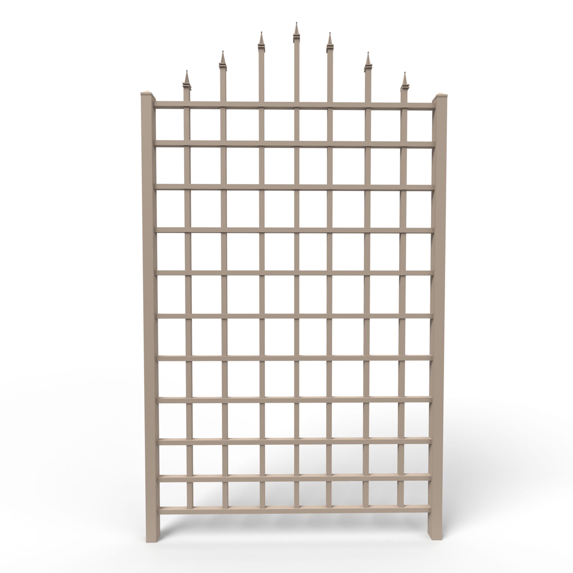 Mocha 57 x 95 Inch Vinyl Garden Trellis with Decorative Finials