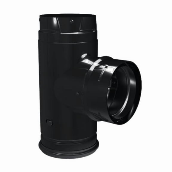 Dura Vent 4PVP-TB1 4 in. Dia. Pellet Vent Pro Single Tee with Clean-Out Tee Cap, Black