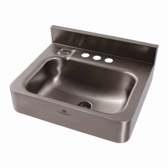 Silver Bathroom Sink, Stainless Steel, Wall Mount Bowl Size 14-1/2" x 9-1/2"